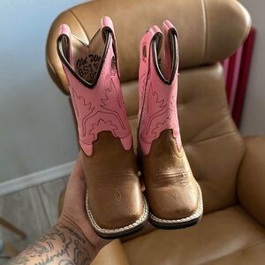 Old West Pink and Tan Western Boots